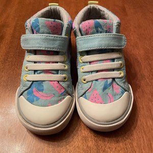 See Kai Run Peyton Light Blue Tropical Sneakers- Size 9.5, High Tops, Fruit